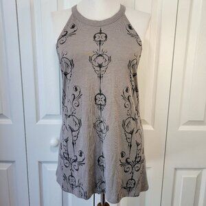 METAL MULISHA Gray High Neck Halter Glam Filigree Sleeveless Tank Top sz L EUC